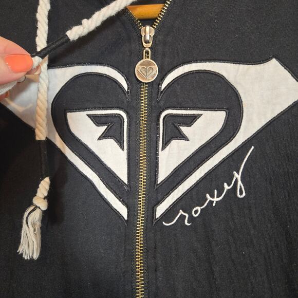 Y2K Vintage Roxy Zip Up Hoodie Embroidered Tassels Jacket Indie Boho Surf Medium - Picture 2 of 8